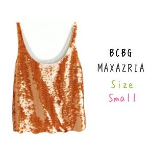 BCBG MAXAZRIA “Reese” Orange Sequin Crop Top